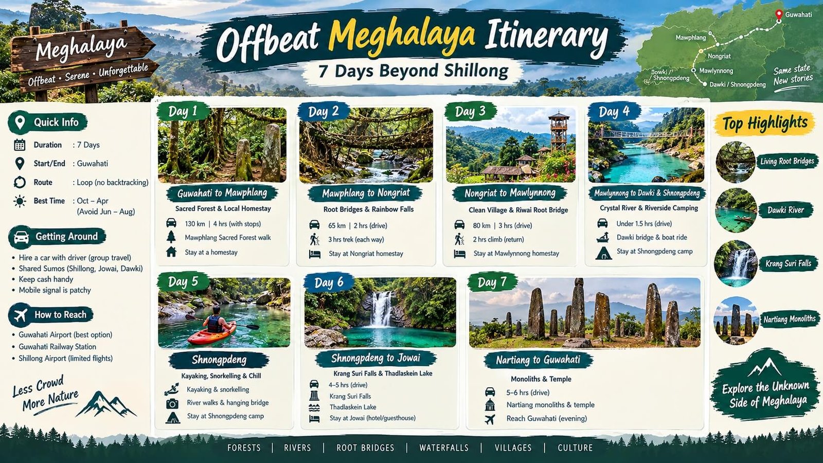 Offbeat Meghalaya 7 days Itinerary